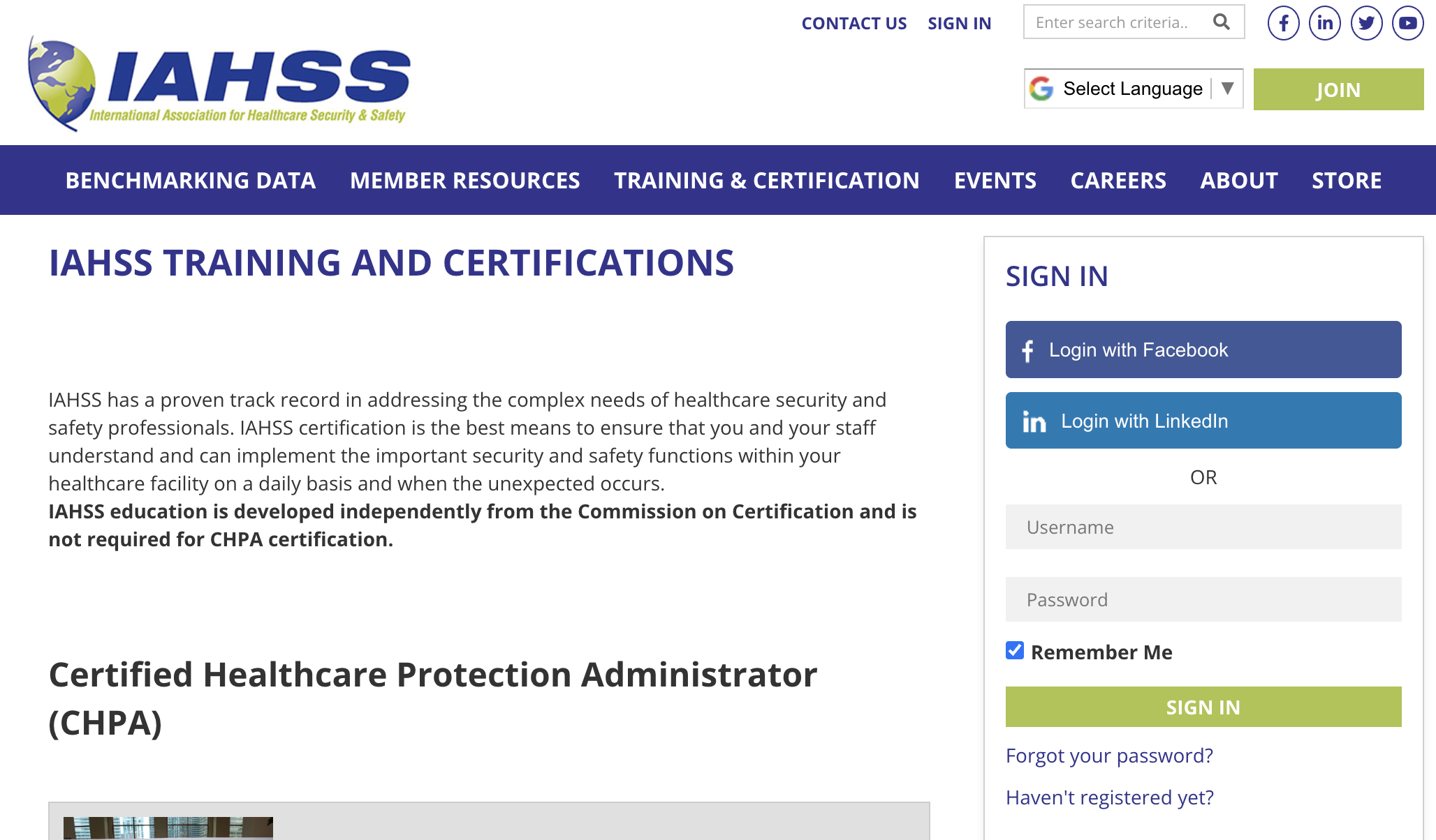 IAHSS, International Association for Healthcare Security & Safety, training and certifications